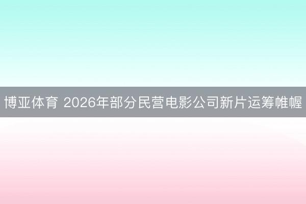 博亚体育 2026年部分民营电影公司新片运筹帷幄