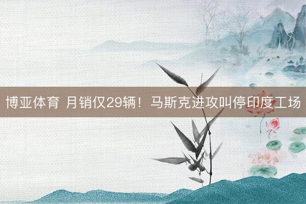 博亚体育 月销仅29辆！马斯克进攻叫停印度工场