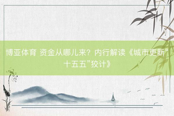博亚体育 资金从哪儿来？内行解读《城市更新“十五五”狡计》