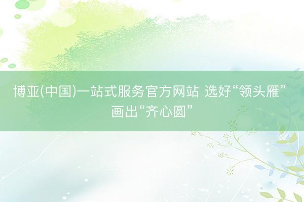 博亚(中国)一站式服务官方网站 选好“领头雁” 画出“齐心圆”