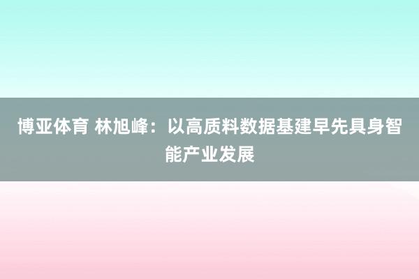 博亚体育 林旭峰：以高质料数据基建早先具身智能产业发展