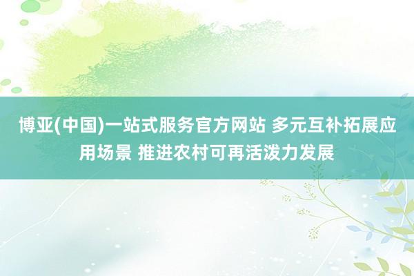 博亚(中国)一站式服务官方网站 多元互补拓展应用场景 推进农村可再活泼力发展